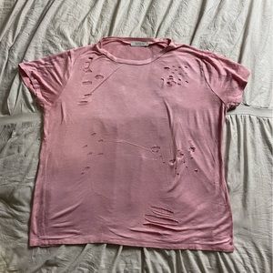 Pink Distressed T Shirt | Papaya